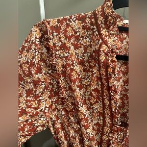 Max studio burgundy foral maxi dress with ruffles